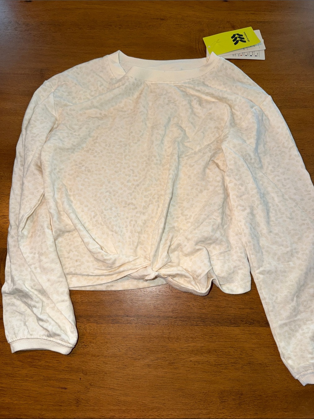 Girls Light Animal Print Long Sleeve Twist-Hem Top